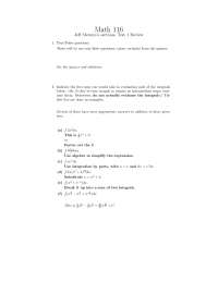 Review Sheet for Exam - Calculus II | MATH 116 - Docsity