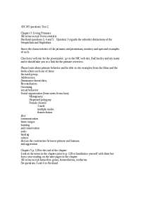 Living Primates - Human Evolution - Exam 2 | AN 105
