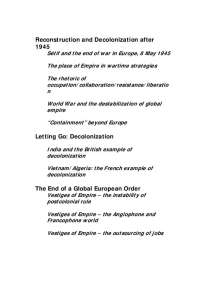 Reconstruction and Decolonization after 1945: A Global Perspective - Prof. Raymond Jonas
