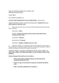 Midterm Exam with Answer Key for Marine Mammalogy | FISH 475