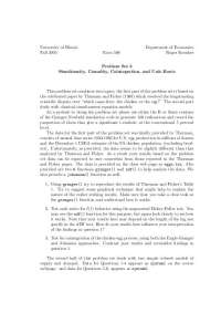 Simultaneity, Causality, Cointegration and Unit-Roots - Problem Set 3 | ECON 508