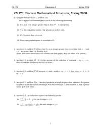 6 Unsolved Questions of Discrete Mathematical Structures | CS 173 - Docsity