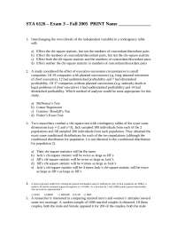 Exam 3 with 8 Questions - Statistical Methods and Social Research 1 ...