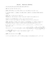 Introduction To Complex Variables - Homework 1 with Solutions | MA 513 ...