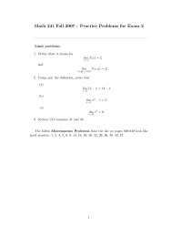 Practice Problems for Exam 2 - Calculus III | MATH 241 - Docsity