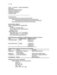 Ocean Sediments - The Oceans - Notes | GEOL 117 - Docsity