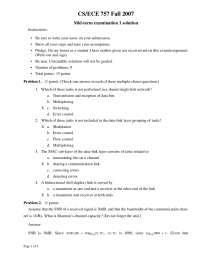 Midterm Exam 1 with Solutions - Computer Networks - Fall 2007 | ECE ...
