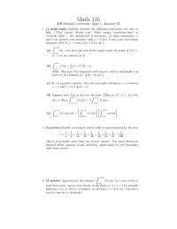 Quiz 1 Questions Unsolved - Calculus II | MATH 116 - Docsity