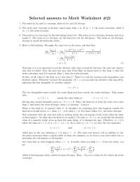 Answers to Worksheet 21 - Calculus II | MATH 231 - Docsity