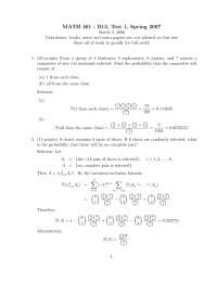 Test 1 with Solution - Probability Theory | MATH 461 - Docsity