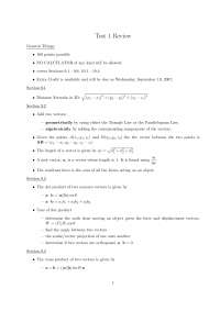 Test 1 Review Sheet - Calculus III | MA 242 - Docsity
