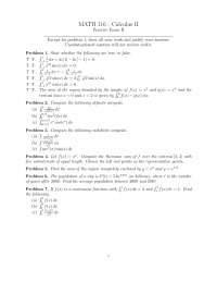 Calculus II - Practice Exam 2 Unsolved | MATH 116 - Docsity