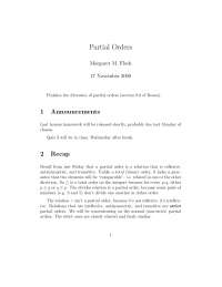 Partial Orders - Discrete Structures - Review Sheet | CS 173 - Docsity