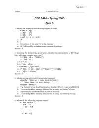 Quiz II with Answers - Computer Programming C++ | CGS 3464 - Docsity