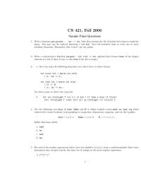 Sample Final Exam Question - Programming Languages and Compilers | CS ...