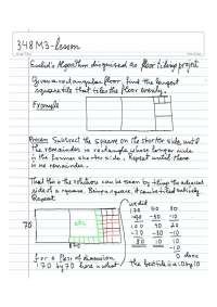 Euclid''s Algorithm Disguised as Floor Tiling Project - Handwritten Notes | MATH 348