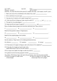 Math 103 Unit 2 Exam: Geometry and Probability