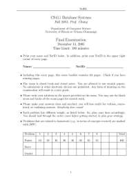 8 Problems for Final Exam - Database Systems | CS 411