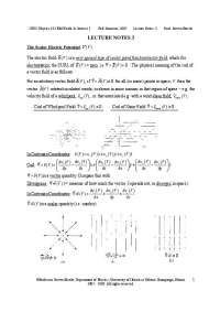 Electrostatics: Curl and Divergence of Vector Fields, Electric Potential