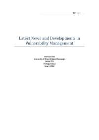 Developments in Vulnerability Management - Enterprise IT Governance | BADM 559