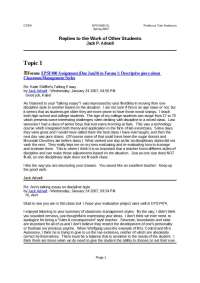 Professor Jack Adwell's Forum Participation in EPSY490 OL Spring 2007