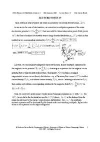 Multipole Expansion of the Magnetic Vector Potential - Lecture Notes | PHYS 435