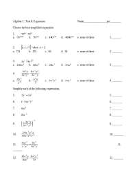 Exponents Test for Algebra 1