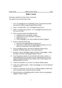 Exam Review for CS 505, CSE 566 and ATMS 502: Scientific Computing Methods - Prof. Brian F