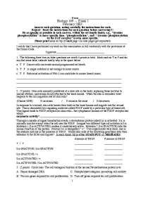 Old Exam 1 Questions - Cancer Biology - Fall 2003 | BIOL 445