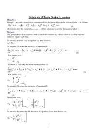 Derivation of Taylor Series Expansion: Finding the Power Series Expansion of a Function