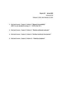 Physics 427 Homework Assignment - Spring 2009