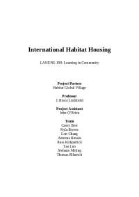 International Housing: Lesson Plans and Brochures for Habitat Global Village - Prof. Danie