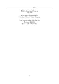 8 Problems on Database Systems - Final Examination Solution Set | CS 411