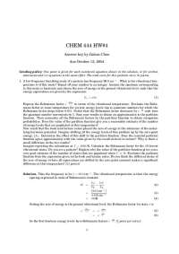 Solutions to CHEM 444 HW#4: Vibrational Energy Levels & Gas Compression