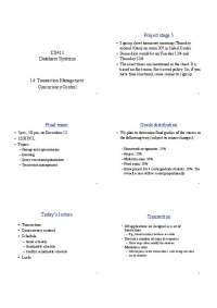 Transaction Management Concurrency Control - Database Systems | CS 411