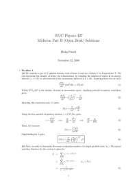 Midterm Exam B with Solution - Thermal and Statistical Physics | PHYS 427