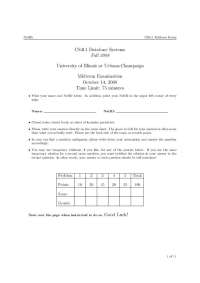 Questions on Database Systems - Midterm Examination - Fall 2008 | CS 411