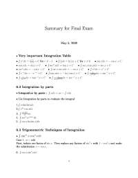 Summary Notes for Final Exam on Calculus II | MATH 231 - Docsity