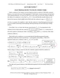 Electromagnetic Waves in Conductors - Lecture Notes | PHYS 436 - Docsity