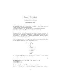Exam 1 Worksheet - Finite Mathematics | MATH 124 - Docsity