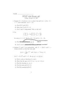 Problems in Old Exam - Mathematical Statistics I | STAT 510 - Docsity