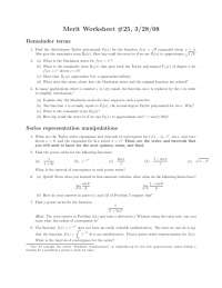 Worksheet 25 for Calculus II - Fall 2008 | MATH 231 - Docsity
