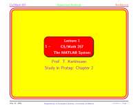 The Matlab System - Numerical Methods - Slides | CS 257 - Docsity