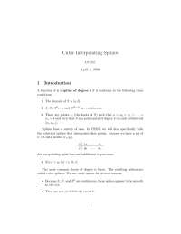Notes for Cubic Interpolating Splines | CS 257 - Docsity