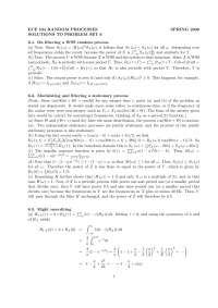 Solutions to Problem Set 6 - Random Processes | ECE 534 - Docsity