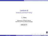 Iteration and Root Finding - Numerical Methods - Handout | CS 257 - Docsity