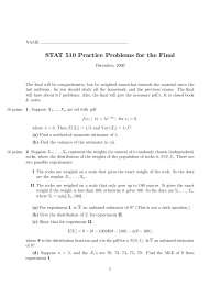 Practice Problems for Final Exam - Mathematical Statistics I | STAT 510 ...