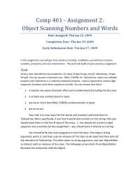 Object Scanning Numbers and Words – Assignment 2 | COMP 401 - Docsity