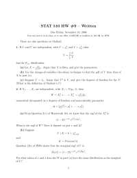 Practice Homework 9 - Mathematical Statistics I | STAT 510 - Docsity