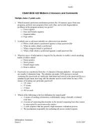 Midterm 2 With Solution - Computer Security 1 | CS 461 - Docsity
